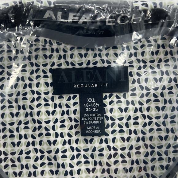 Alfatech by Alfani Regular Fit Long Sleeve Button Down - Navy/Green/White - XXL - Picture 4 of 6